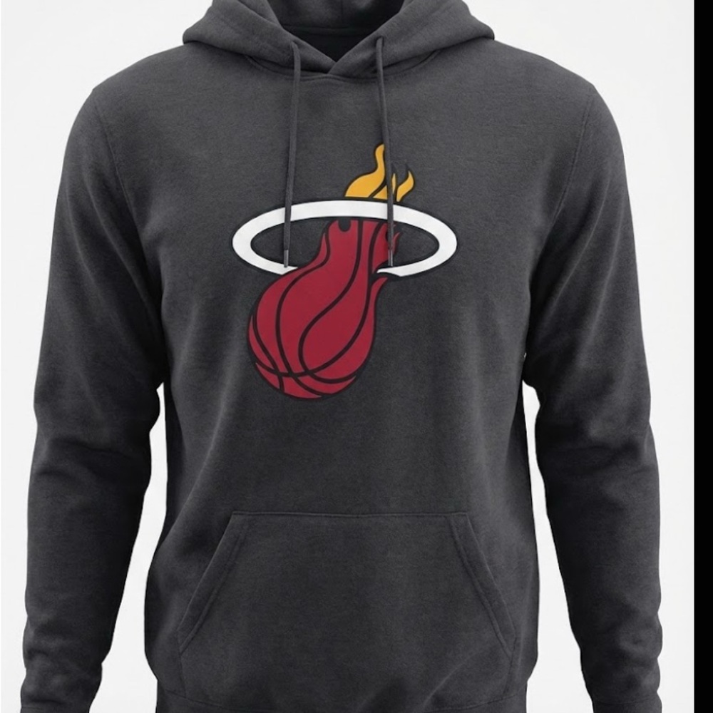 Miami Heat Black Hoodie with Red and Yellow Logo